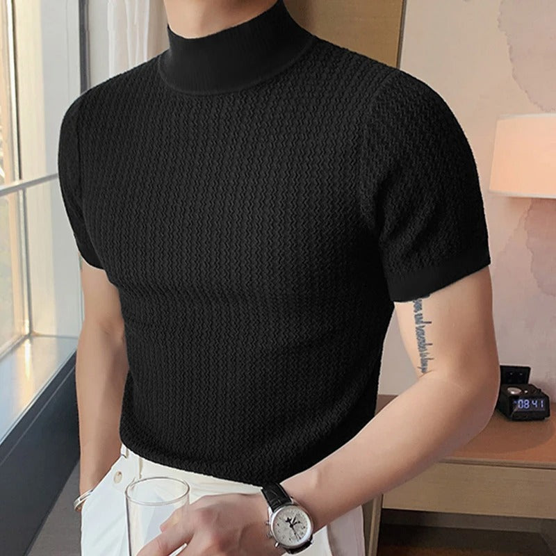 T-shirt slim à col montant pour homme
