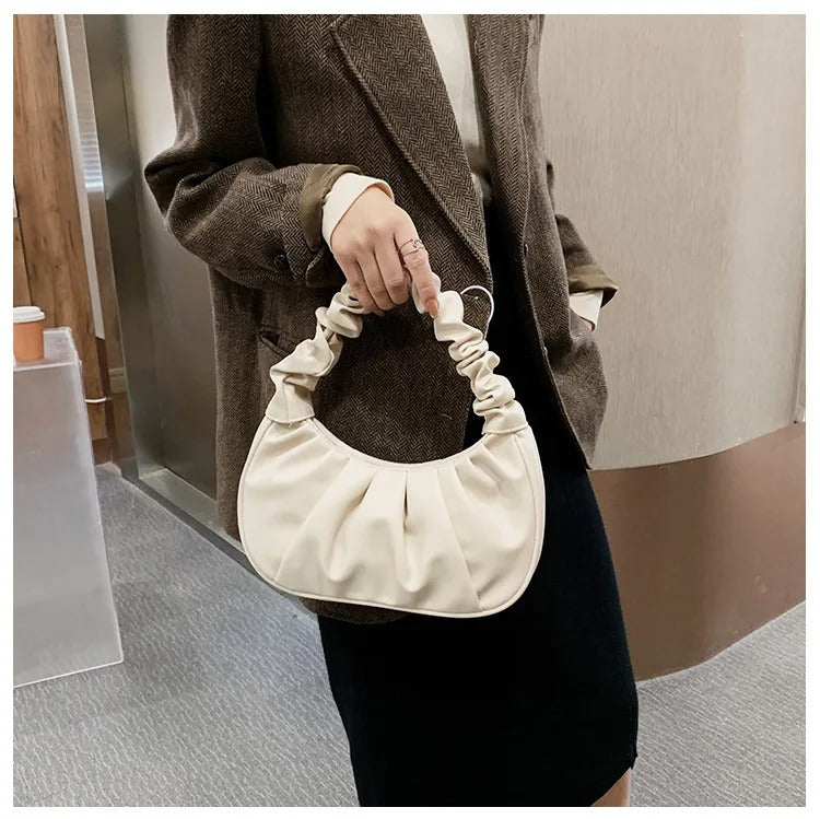 Sac à bandoulière en PU plissé pour femme