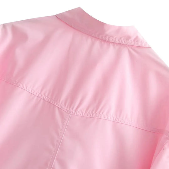 Chemise ample courte en popeline pour femme