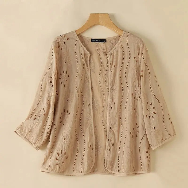Gilet ajouré brodé pour femme