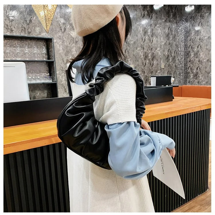 Sac à bandoulière en PU plissé pour femme
