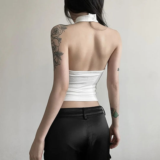 Haut décontracté à dos nu pour femme