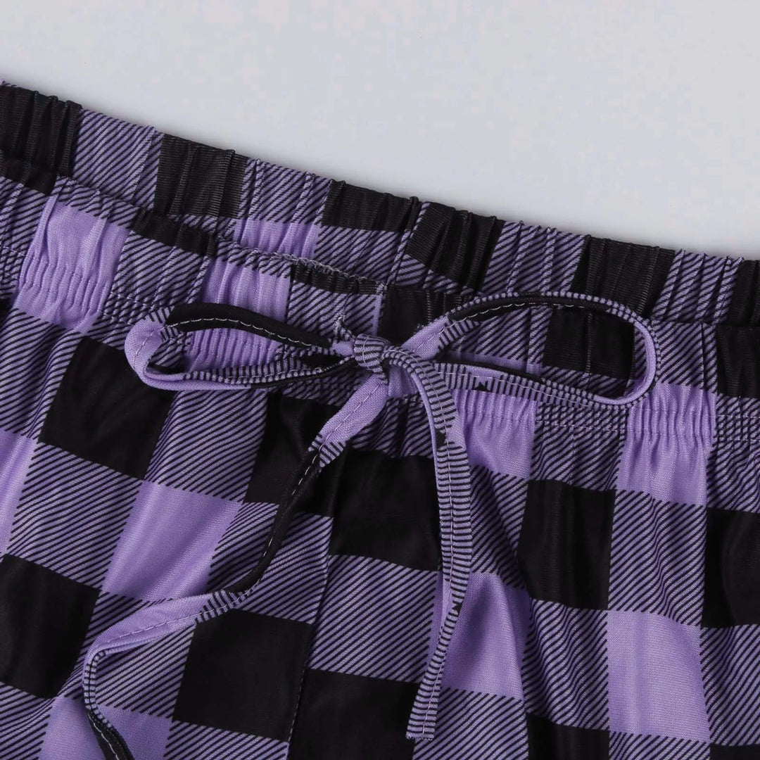 Pyjama femme à carreaux imprimés
