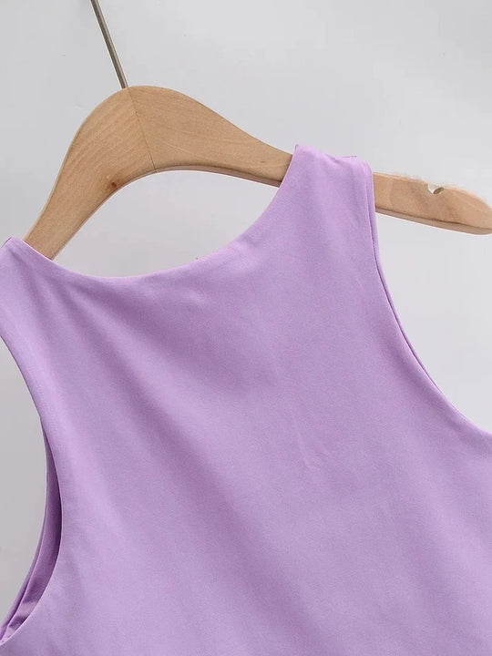 Débardeur sans manches à encolure ronde et coupe ajustée pour femmes