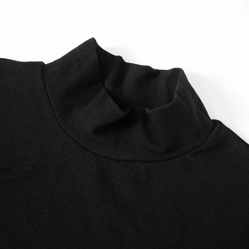 Robe moulante patchwork à col roulé pour femme