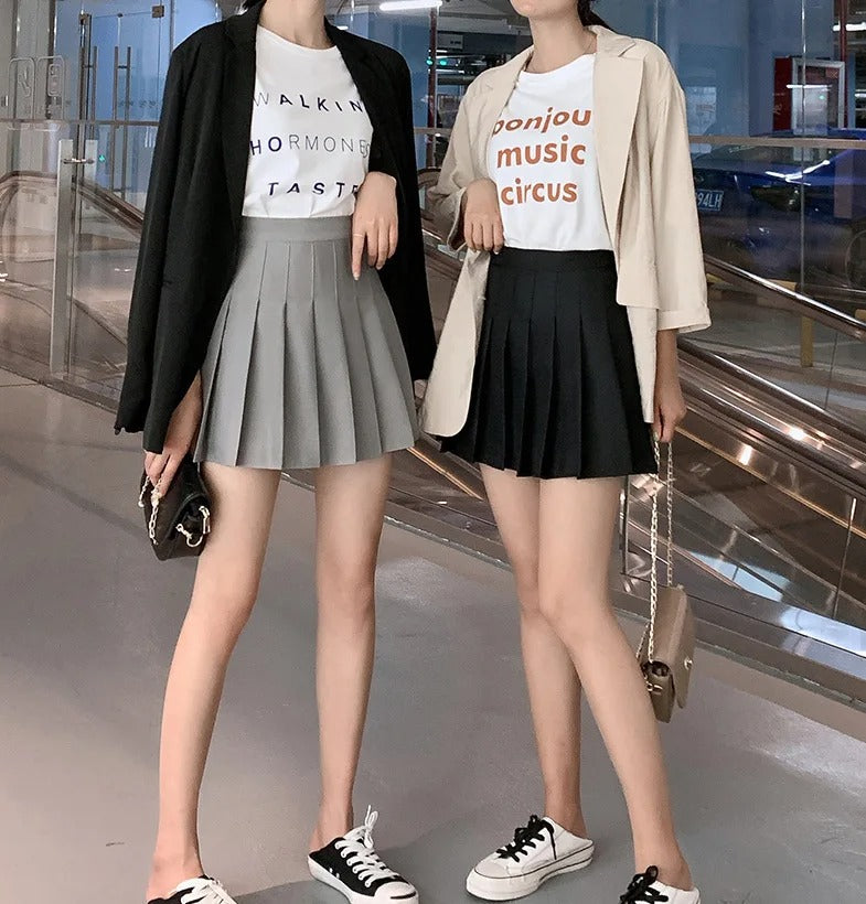 Mini-jupe plissée taille haute pour femme