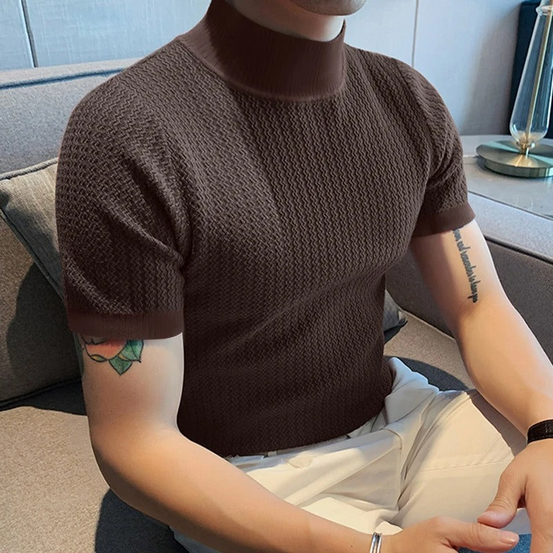 T-shirt slim à col montant pour homme