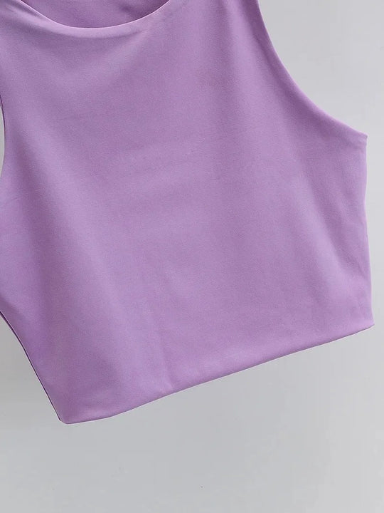 Débardeur sans manches à encolure ronde et coupe ajustée pour femmes