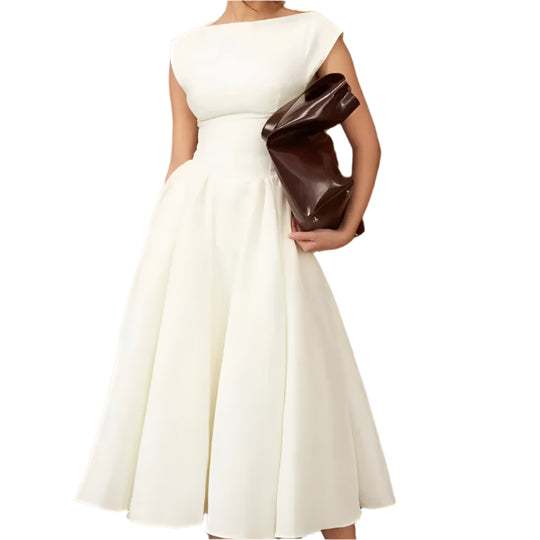 Robe longue sans manches à volants pour femme