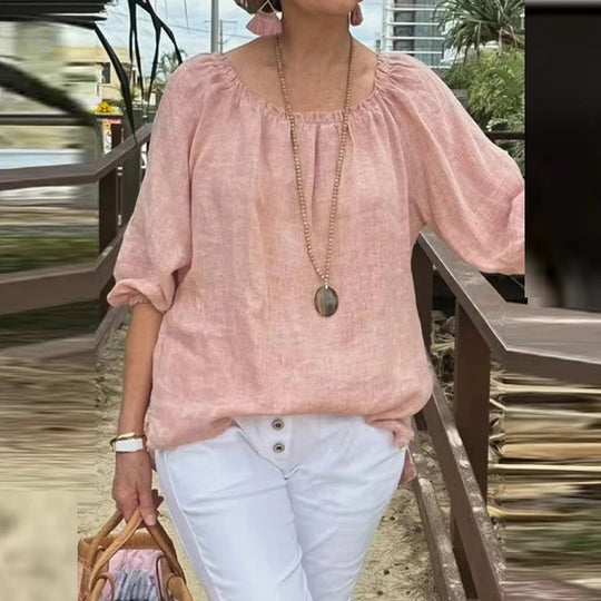 Blouse ample décontractée à manches courtes pour femme