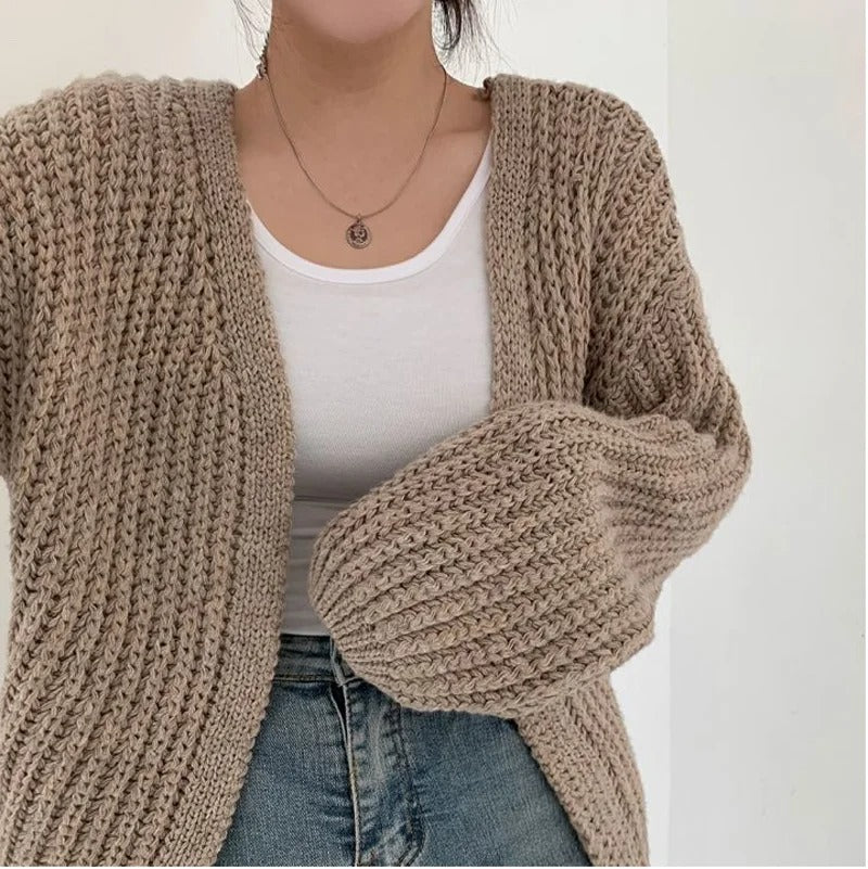 Cardigan vintage à manches lanterne pour femmes