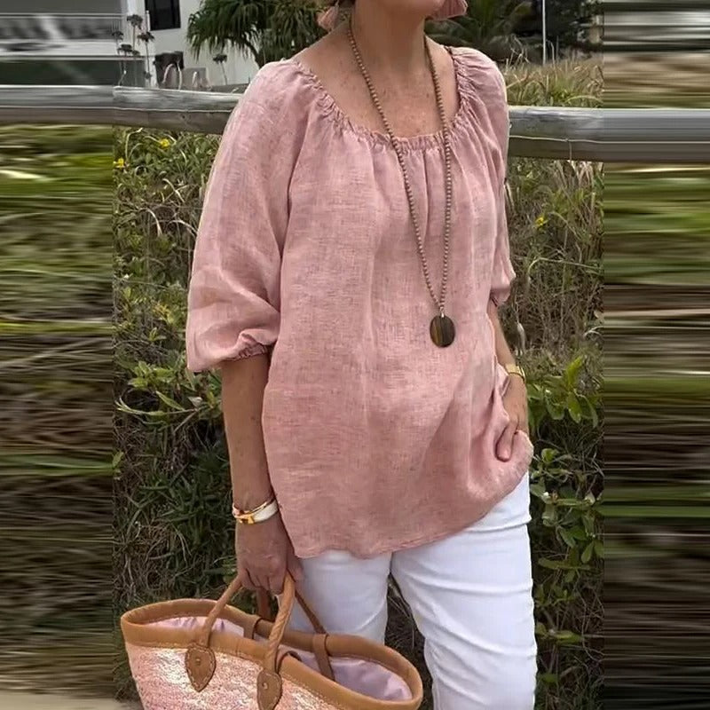 Blouse ample décontractée à manches courtes pour femme