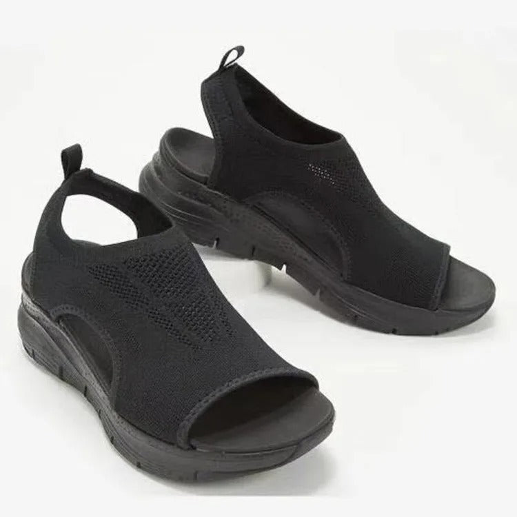 Sandales compensées en maille pour femmes