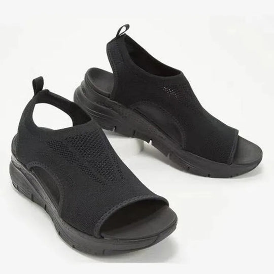 Sandales compensées en maille pour femmes