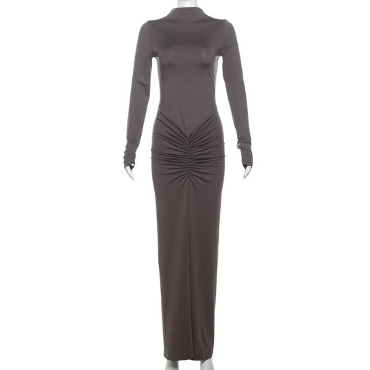 Robe de soirée plissée patchwork pour femme
