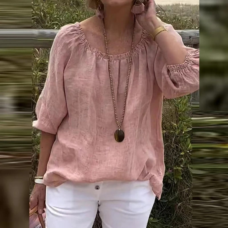 Blouse ample décontractée à manches courtes pour femme