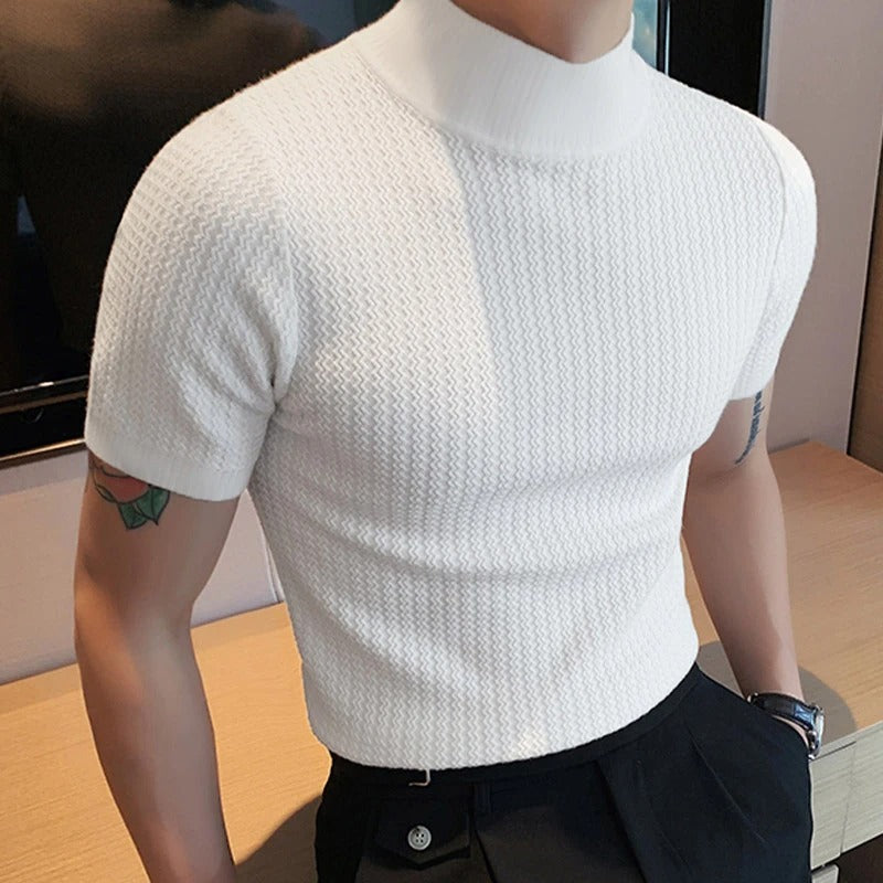 T-shirt slim à col montant pour homme