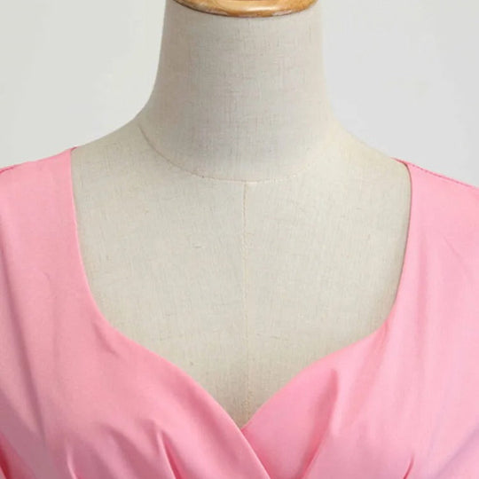 Robe midi vintage à col en V pour femmes