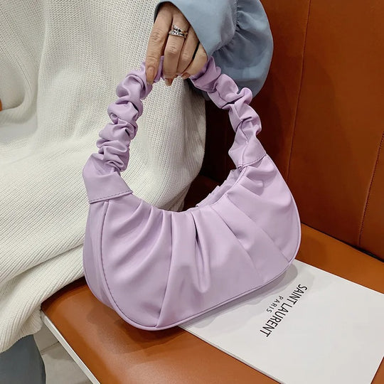 Sac à bandoulière en PU plissé pour femme