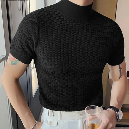 T-shirt slim à col montant pour homme