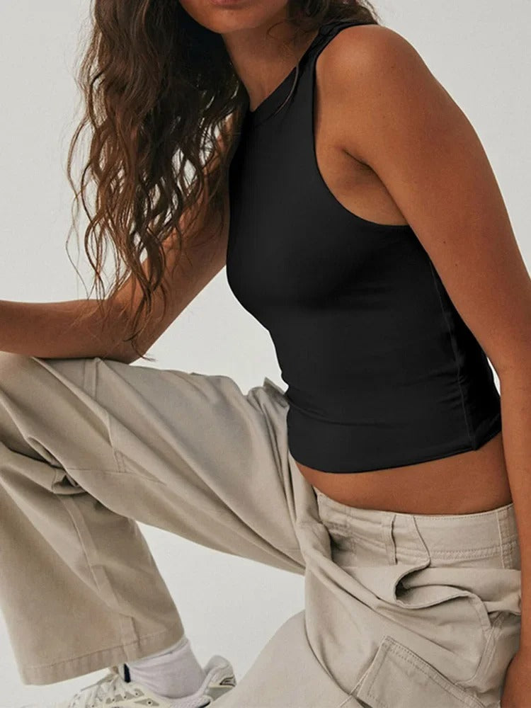 Gilet de sport slim sans manches pour femme