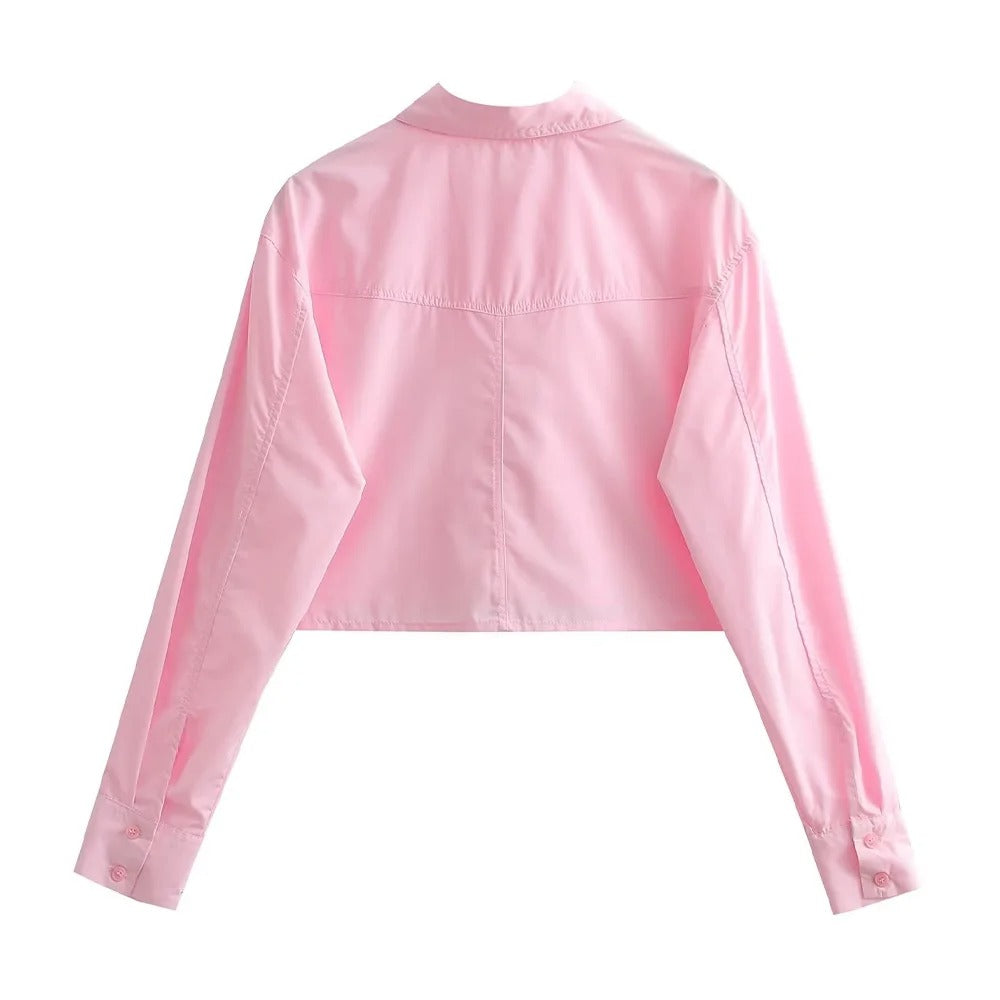 Chemise ample courte en popeline pour femme