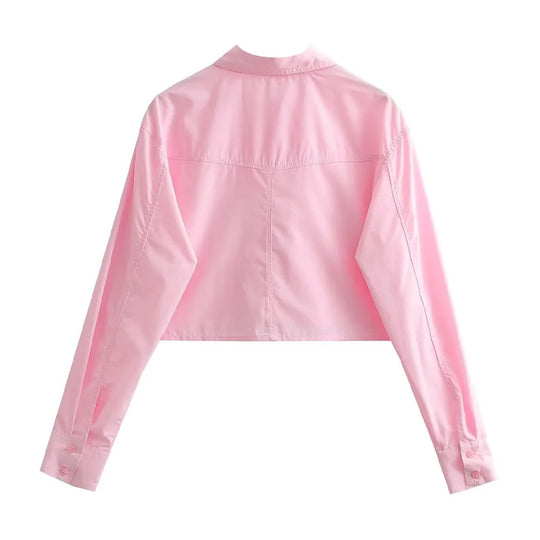 Chemise ample courte en popeline pour femme