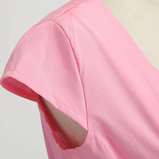 Robe midi vintage à col en V pour femmes