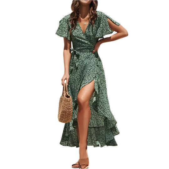 Robe longue bohème à fleurs en mousseline pour femme