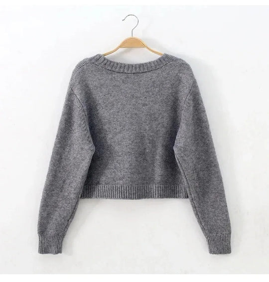 Cardigan en maille à col en V pour femmes