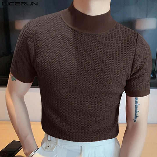 T-shirt slim à col montant pour homme