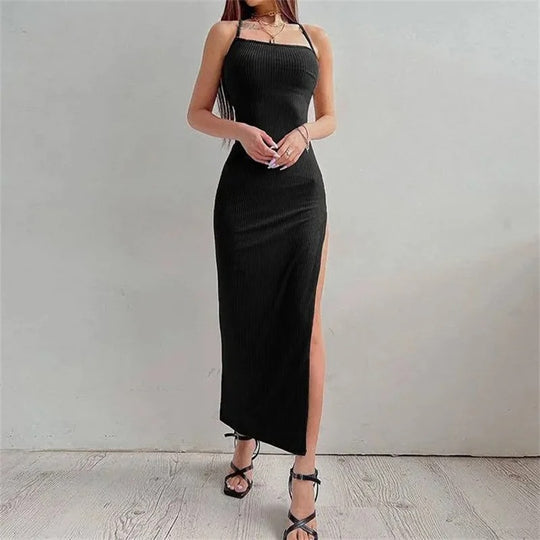 Robe moulante sans manches à col licou pour femme
