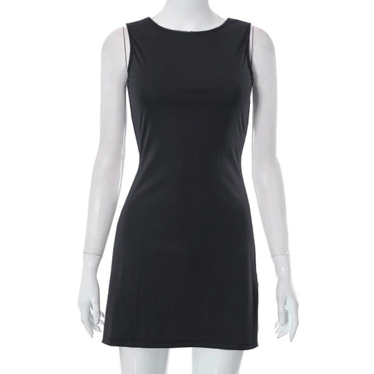 Mini-robe sans manches ajustée en A pour femme