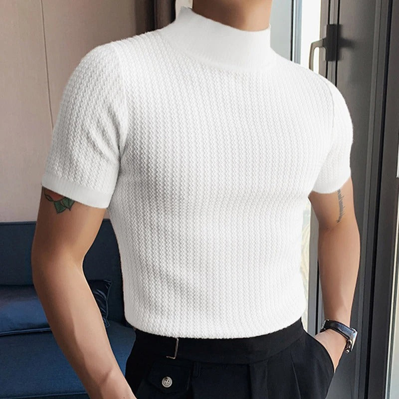 T-shirt slim à col montant pour homme