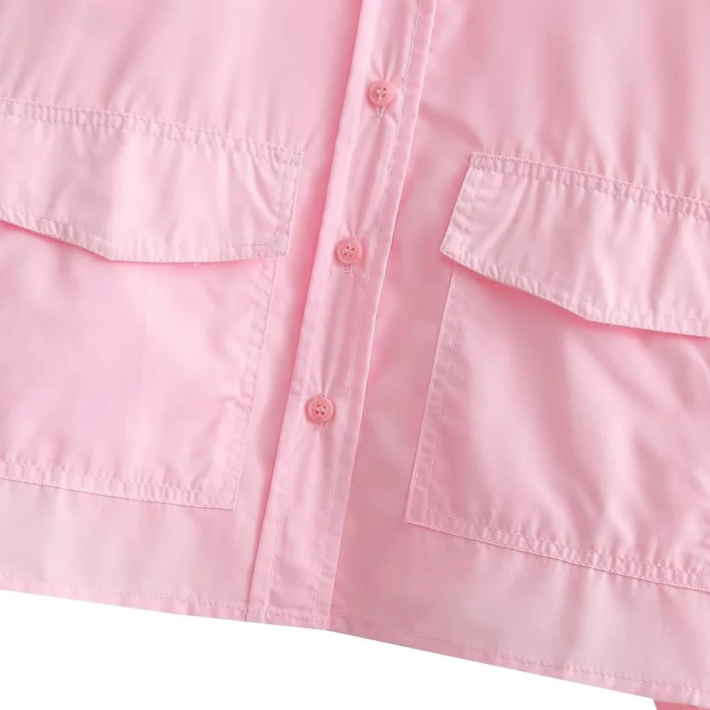 Chemise ample courte en popeline pour femme