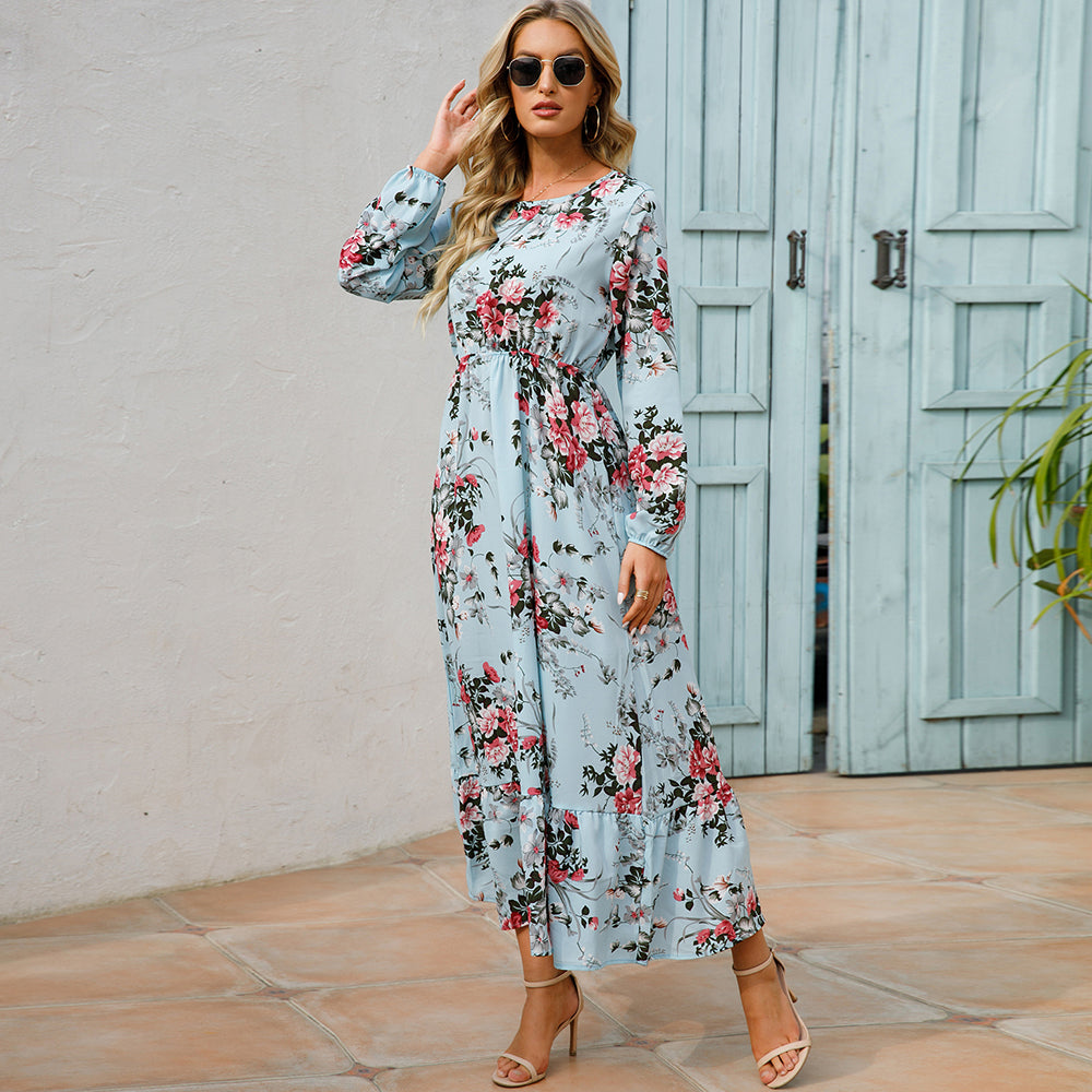 Robe longue bohème en mousseline pour femme