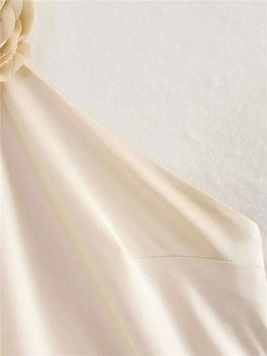 Robe longue en satin à épaules dénudées et dos nu pour femme