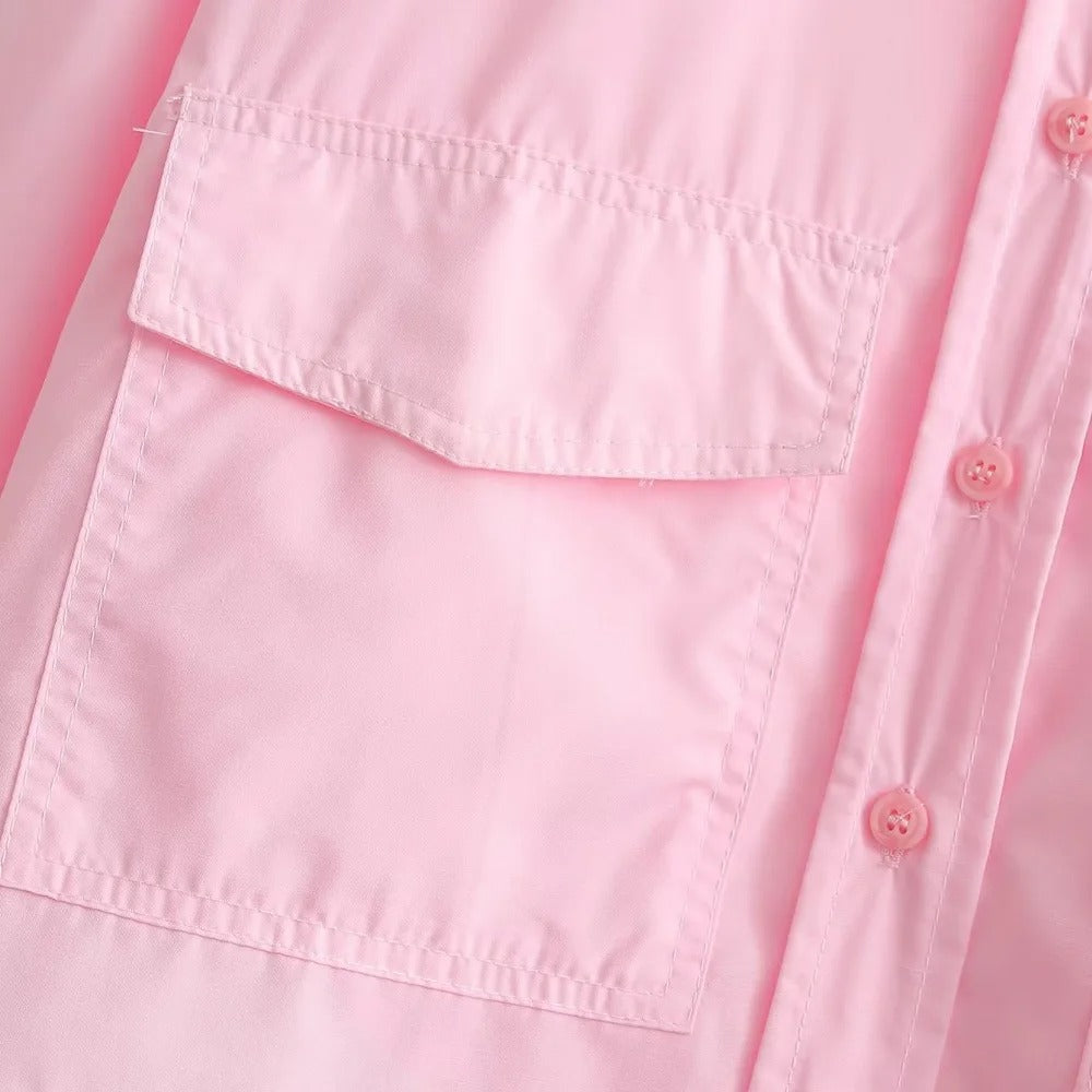 Chemise ample courte en popeline pour femme