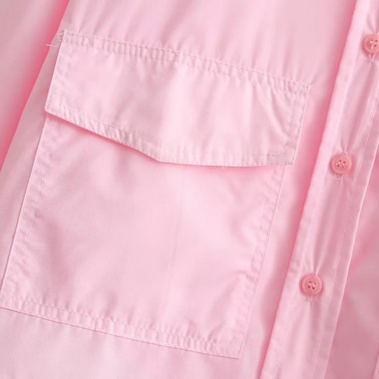 Chemise ample courte en popeline pour femme