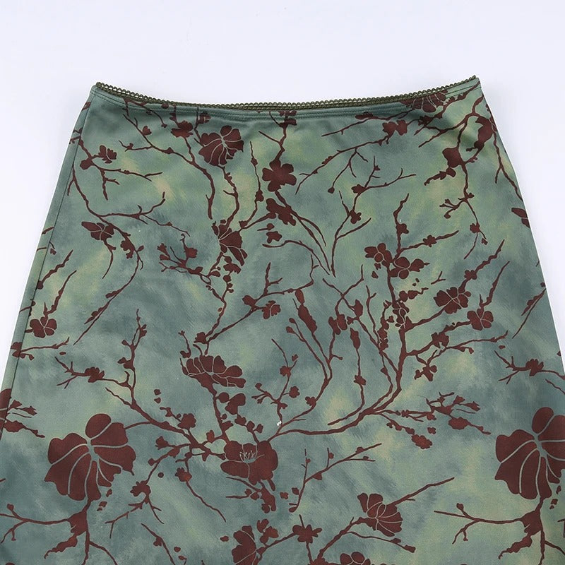 Jupe midi à imprimé floral vintage
