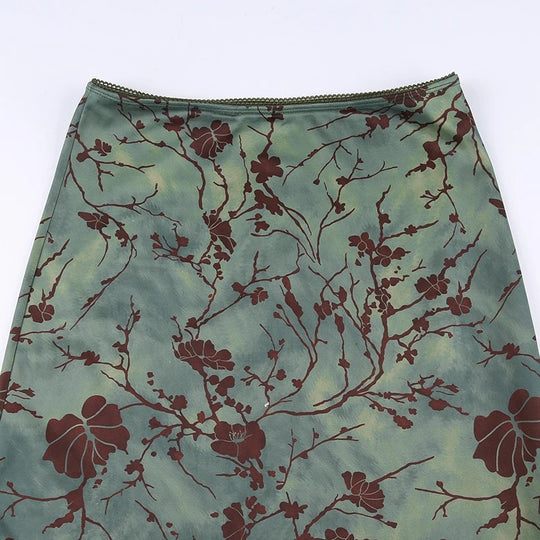 Jupe midi à imprimé floral vintage
