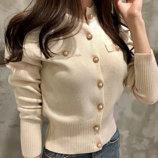 Cardigan en maille à simple boutonnage pour femmes