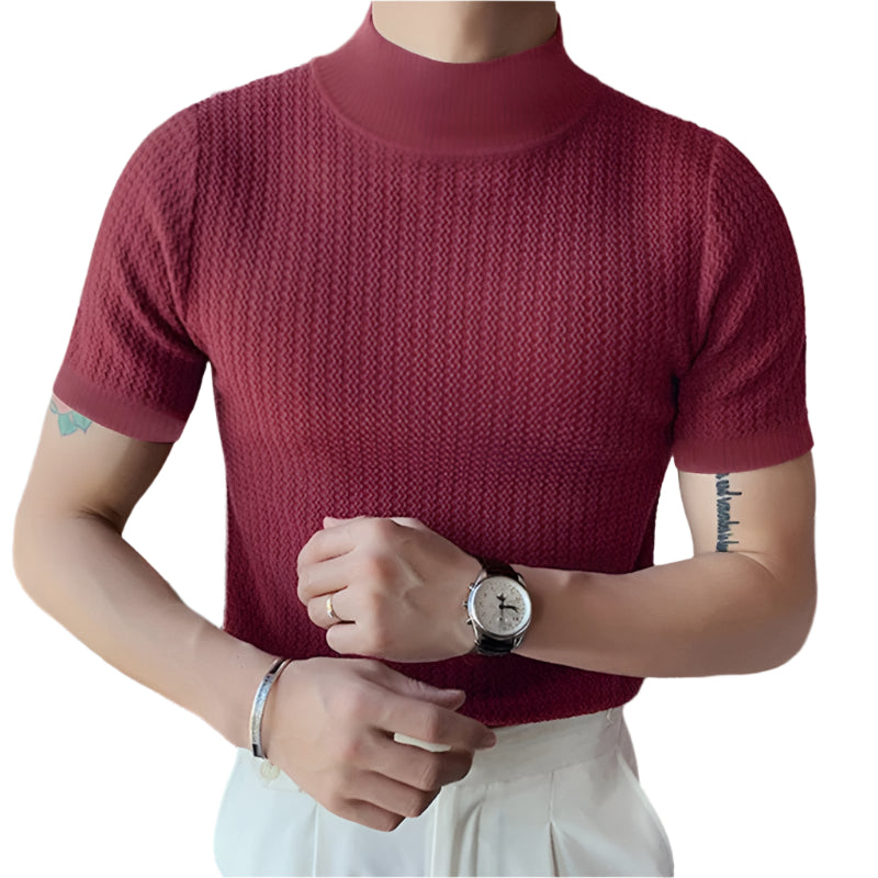 T-shirt slim à col montant pour homme