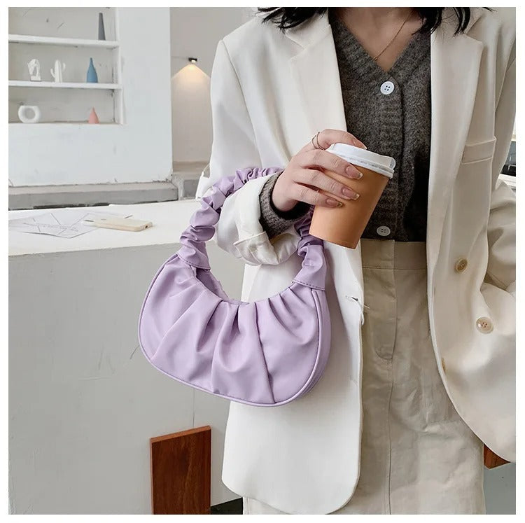 Sac à bandoulière en PU plissé pour femme