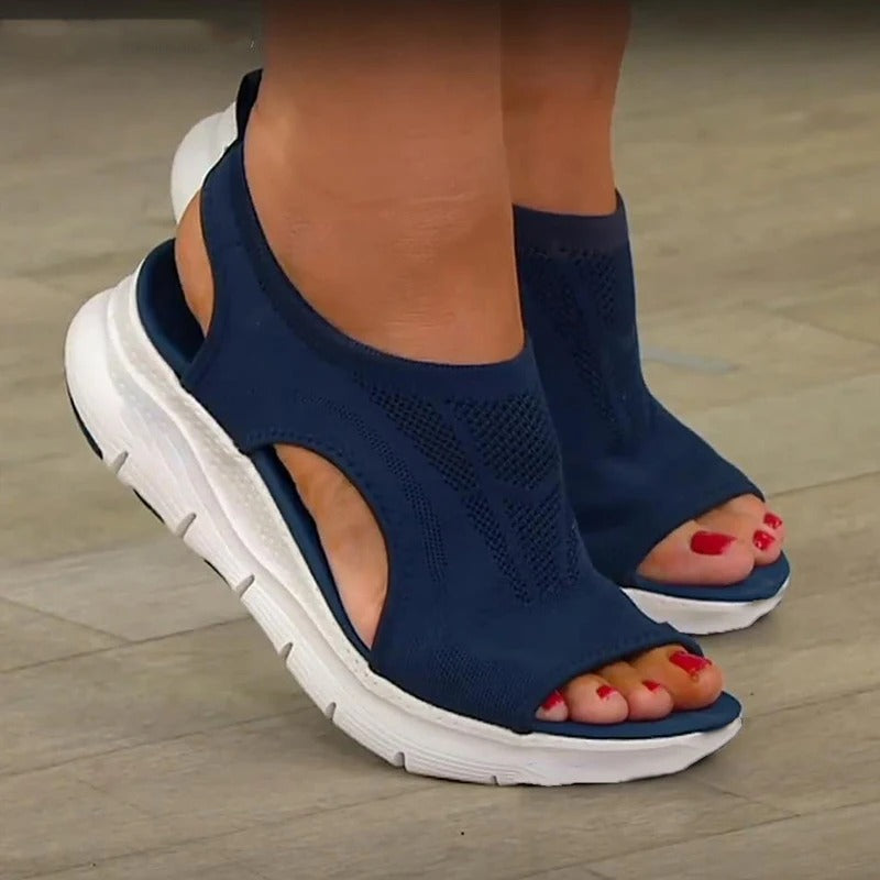 Sandales compensées en maille pour femmes