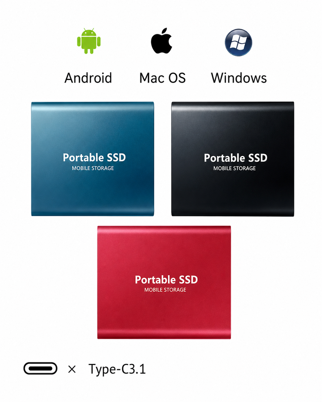 Disque Dur Externe SSD Ultra-Rapide 128 To Compact
