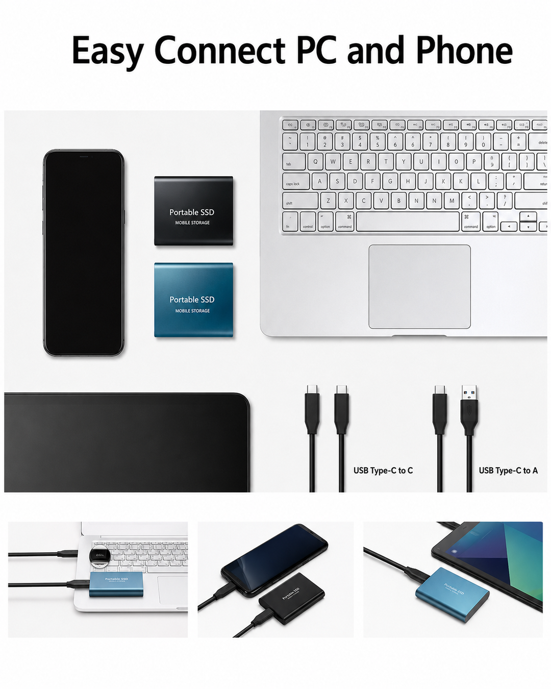 Disque Dur Externe SSD Ultra-Rapide 128 To Compact