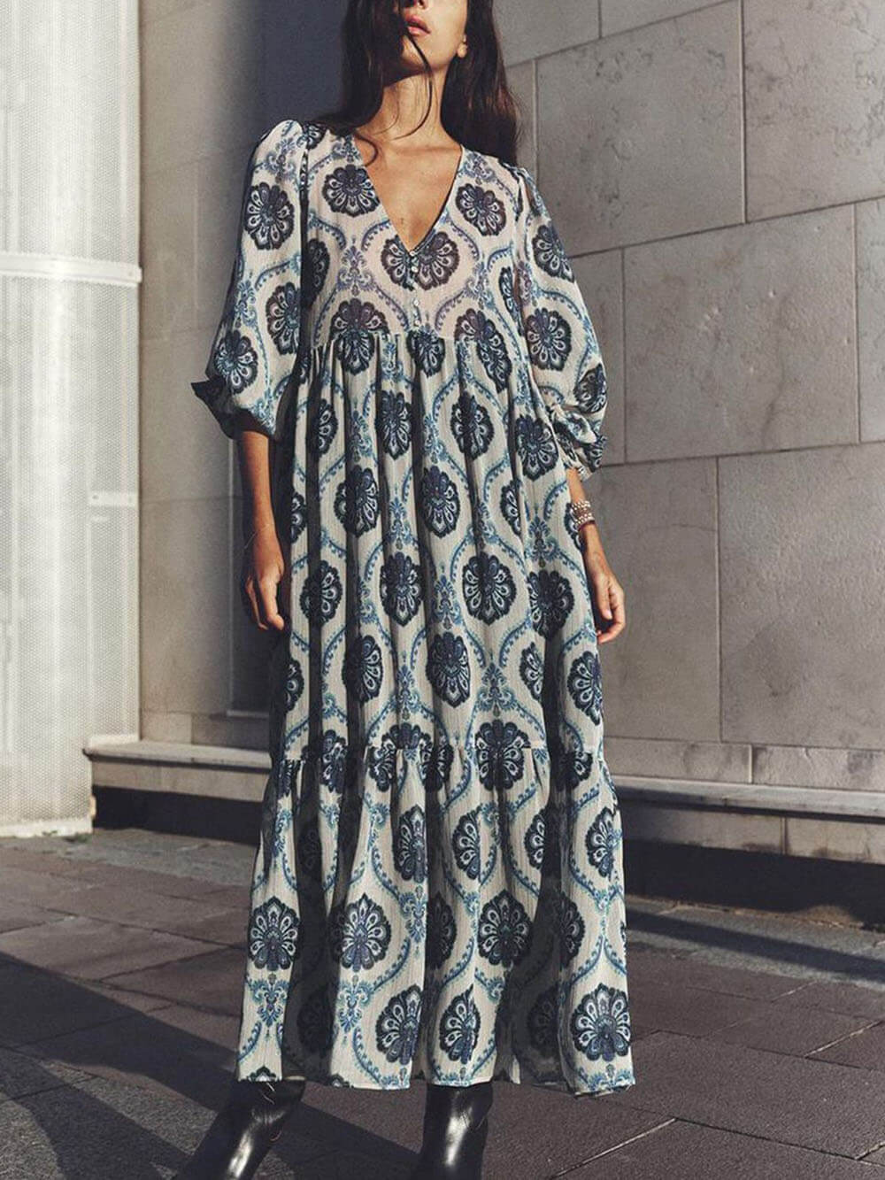 Robe décontractée à imprimé métallisé pour femme