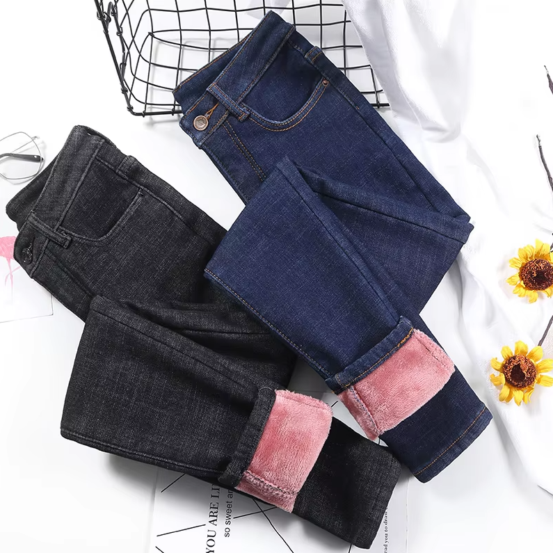 Jeans skinny rétro thermique pour femmes