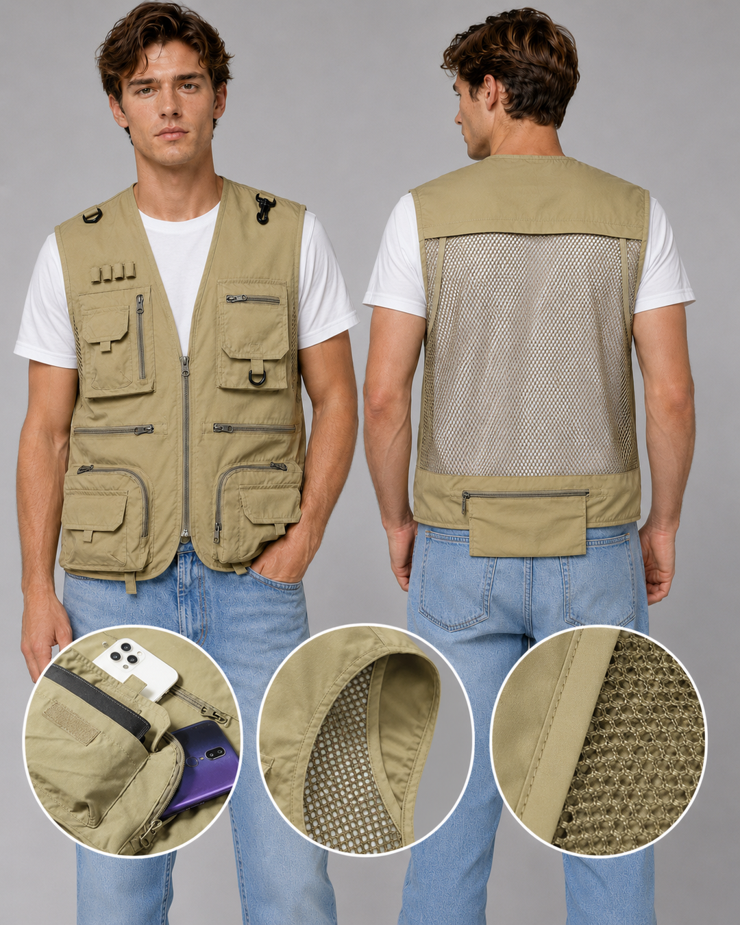 Gilet d'extérieur pour hommes fonctionnel